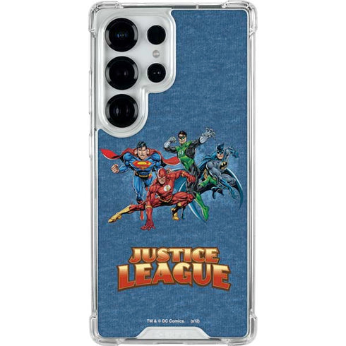 Justice League Action Pose Charcaters Galaxy S25 Ultra Clear Case